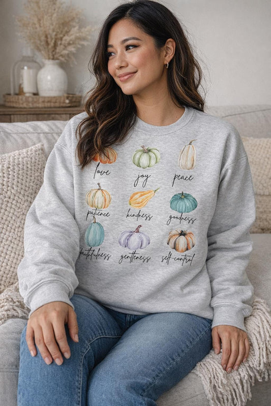 Fruits of the Spirit Sweatshirt | Watercolor Pumpkin Christian Sweater (etsy image id: 7619626952)