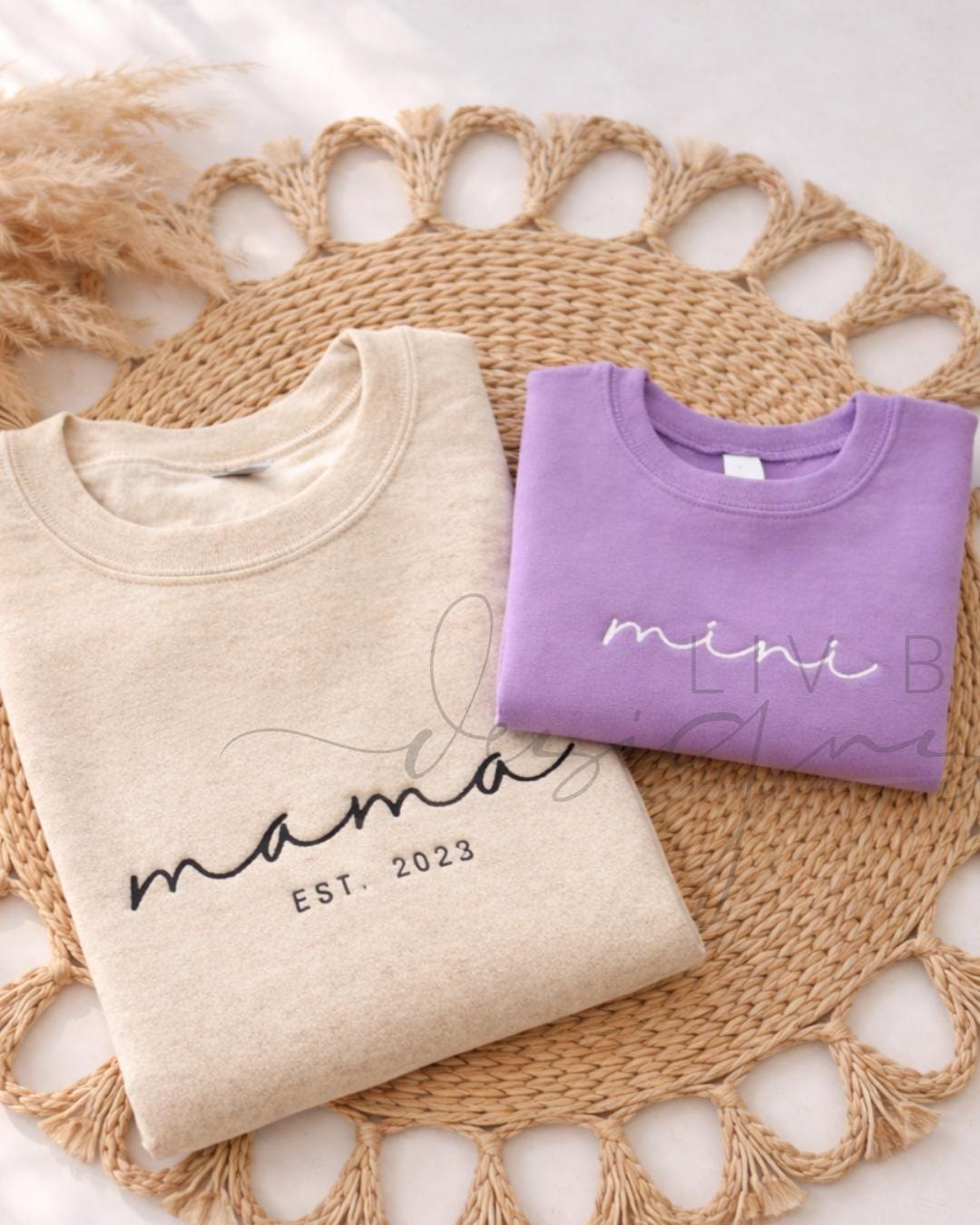 Mama and Mini Matching Sweatshirts, Mama Est Crewneck Set, Mama Mini Outfit, Matching Mom and Toddler Set, Family Crewnecks (etsy image id: 7619949430)