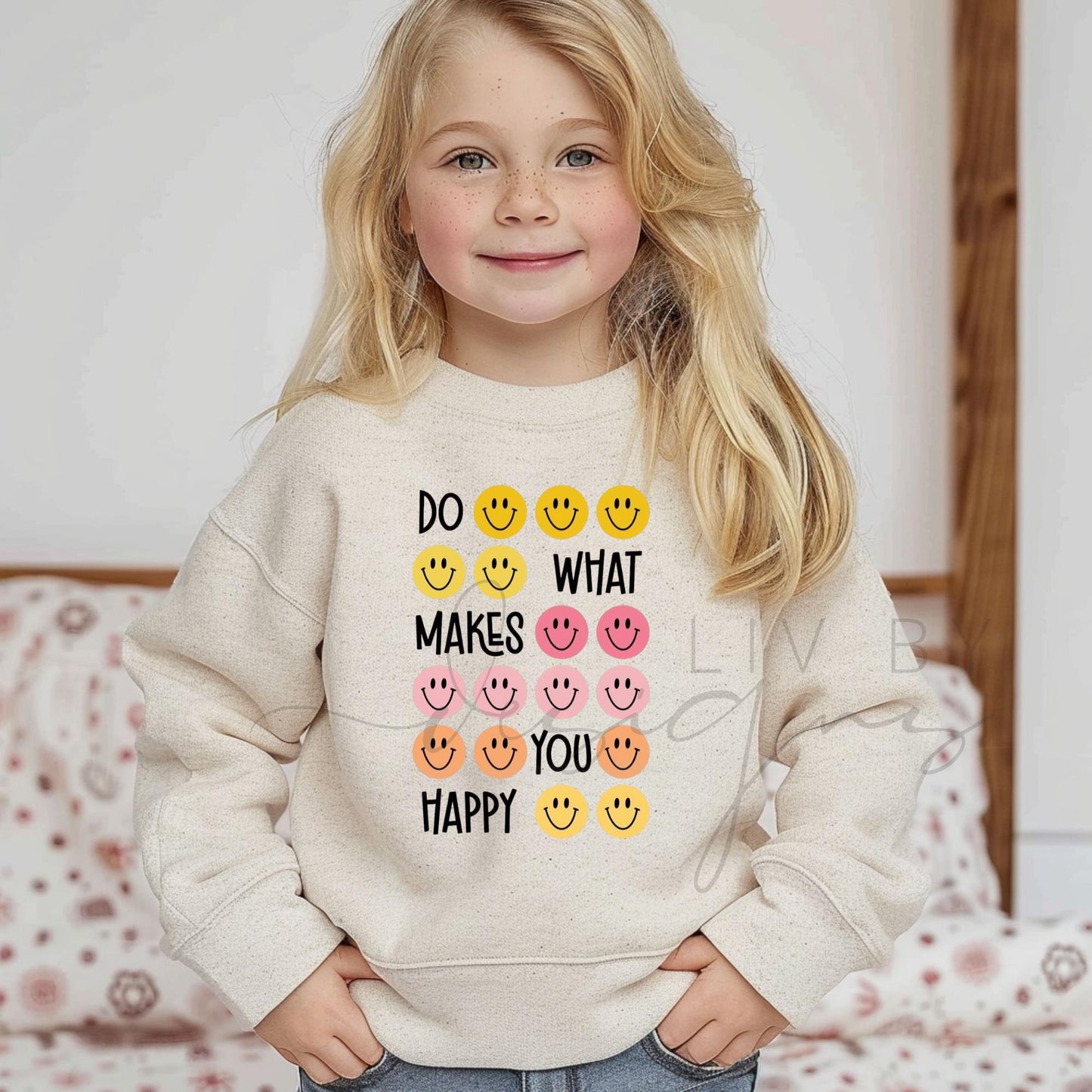 Smiley Face Toddler Sweatshirt | Positive Quote Kids Crewneck (etsy image id: 7633470813)