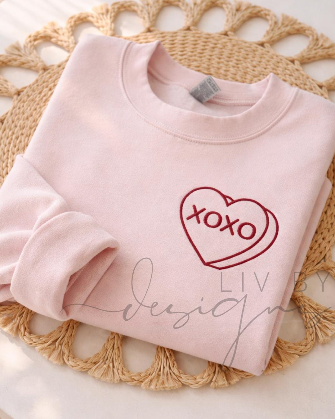 Embroidered XOXO Heart Crewneck Sweatshirt | Custom Heart Sweatshirt | Gildan Crewneck | Valentine Embroidered Sweatshirt (etsy image id: 7643883431)