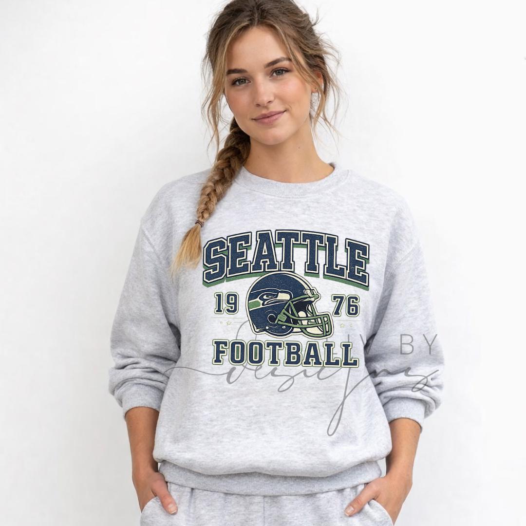 Seattle Football Crewneck Sweatshirt | Vintage Seattle Football | Dye Sublimated Sport Crew | Game Day Sweatshirt | Unisex Football Fan Gift (etsy image id: 7653116746)