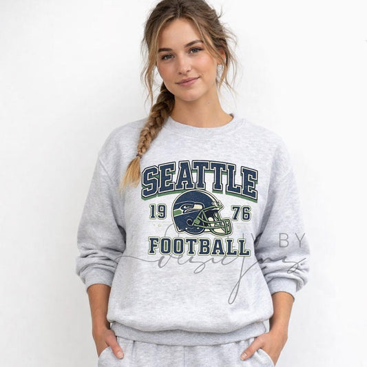 Seattle Football Crewneck Sweatshirt | Vintage Seattle Football | Dye Sublimated Sport Crew | Game Day Sweatshirt | Unisex Football Fan Gift (etsy image id: 7653116746)