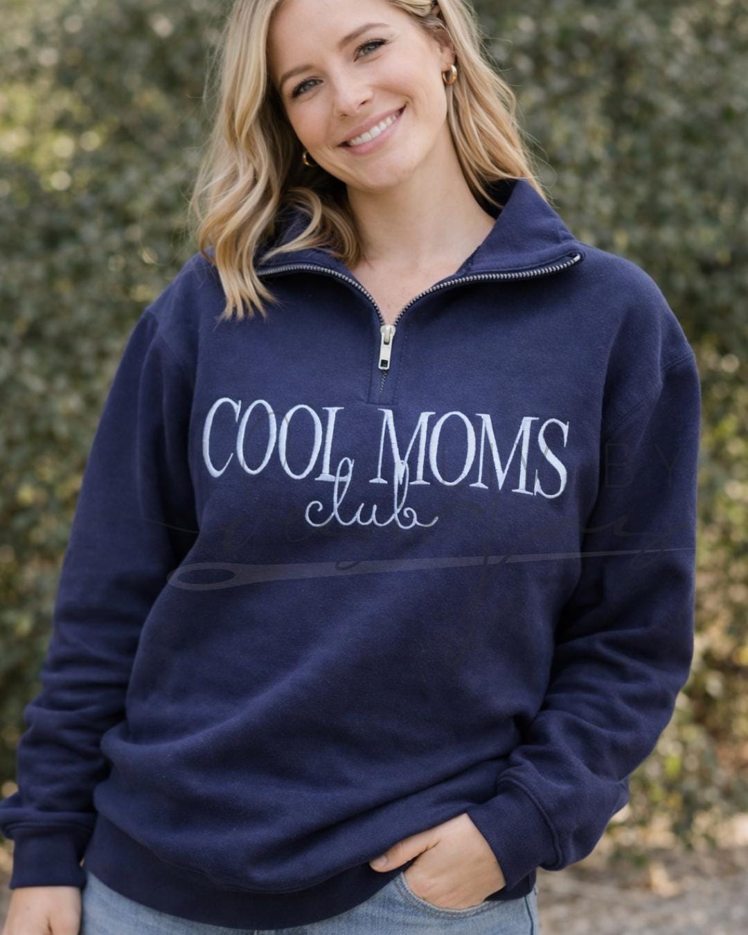Moms Club Embroidered Quarter Zip Sweatshirt | Cozy Fleece Pullover (etsy image id: 7653238227)