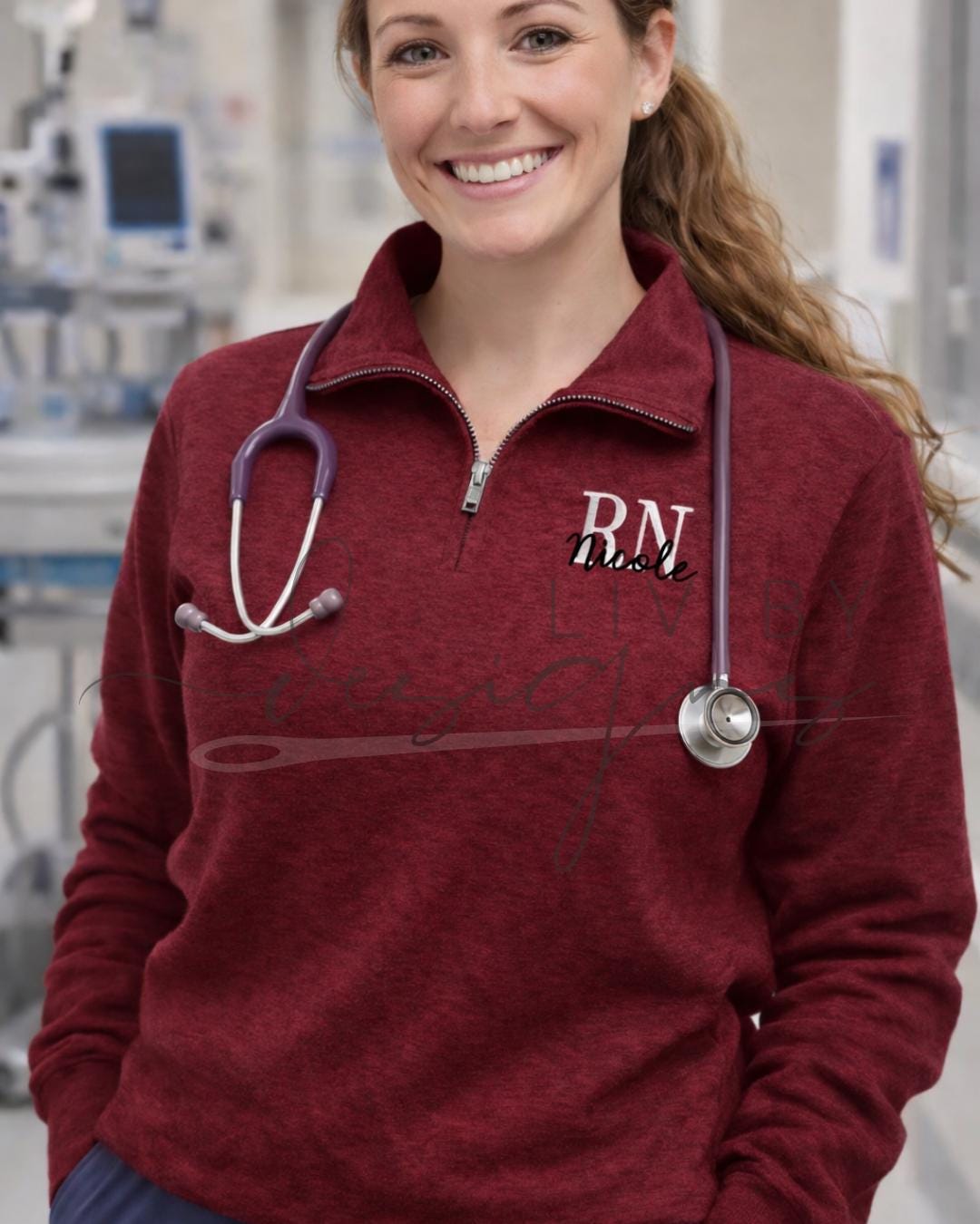 Personalized Nurse Quarter Zip Sweatshirt | Custom Embroidery for Nursing Graduation | Gift for RN Graduate (etsy image id: 7654023591)