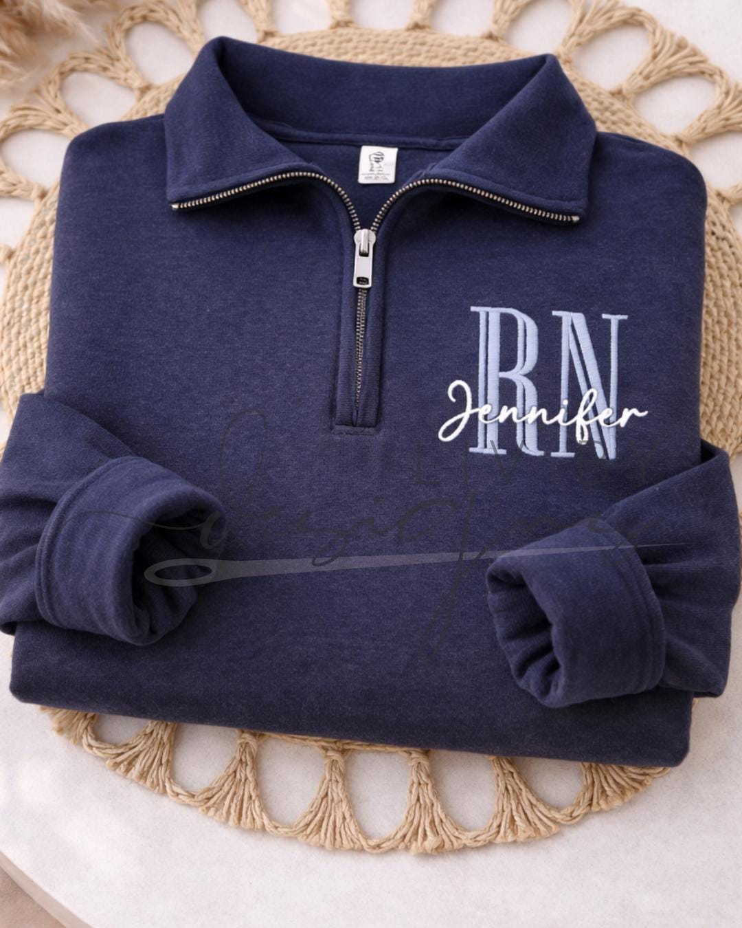 Personalized Nurse Quarter Zip Sweatshirt | Custom Embroidery for Nursing Graduation | Gift for RN Graduate (etsy image id: 7654117383)
