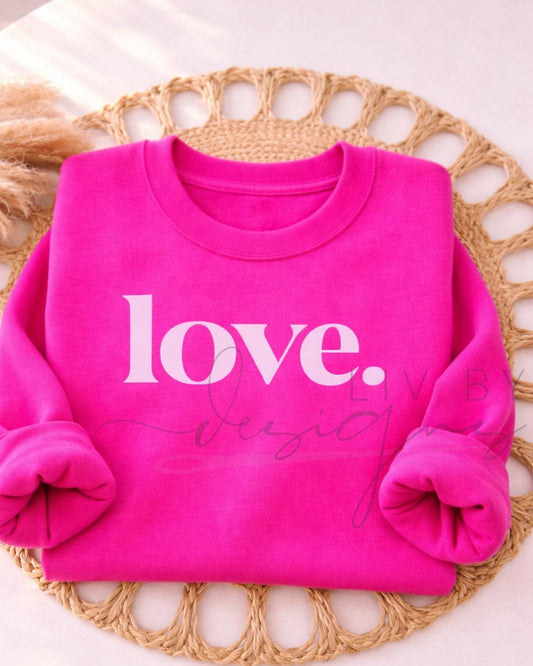 LOVE Crewneck | Pink Valentine Sweatshirt | Love Heart Shirt | Gildan Heavy Blend Crew | Valentines Day Sweatshirt (etsy image id: 7666990507)