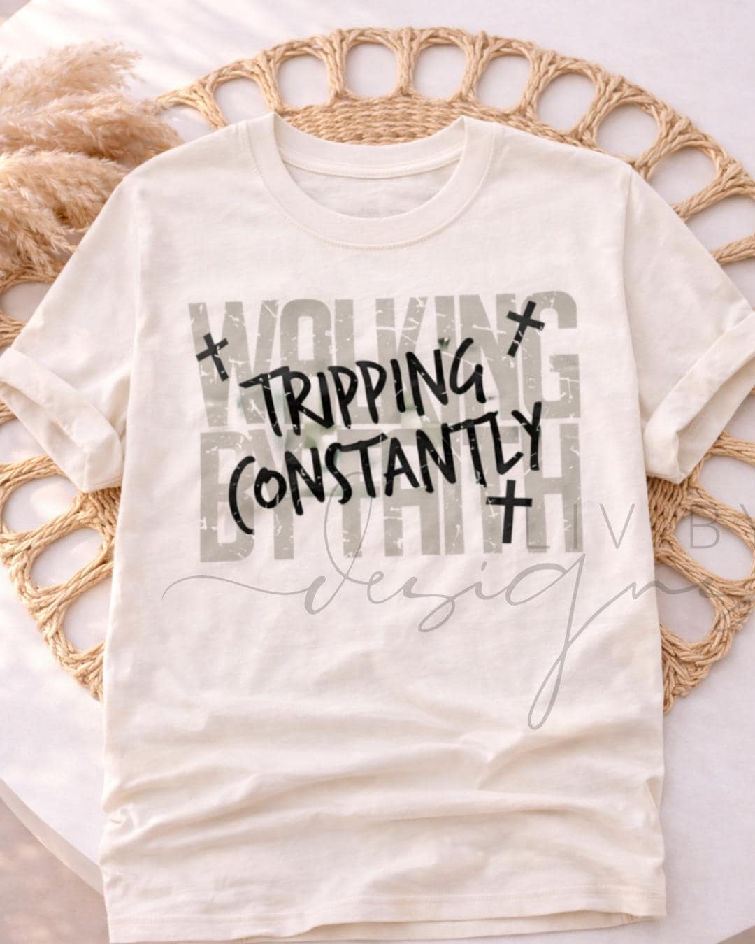 Comfort Colors Christian Graphic Tee, Tripping Constantly Christian Tee, Unisex Fit | Walking by Faith apparel (etsy image id: 7667031117)