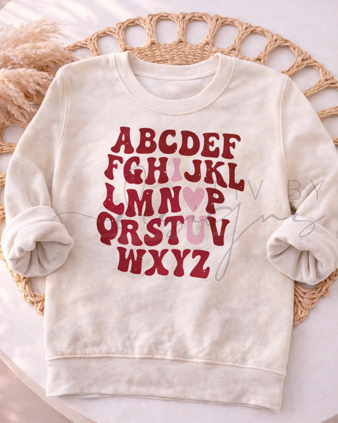 Valentines Day Toddler Sweatshirt, Alphabet Love Toddler Crewneck, Rabbit Skins Valentine Shirt, Cute Valentine Outfit, Toddler Gift (etsy image id: 7667064465)