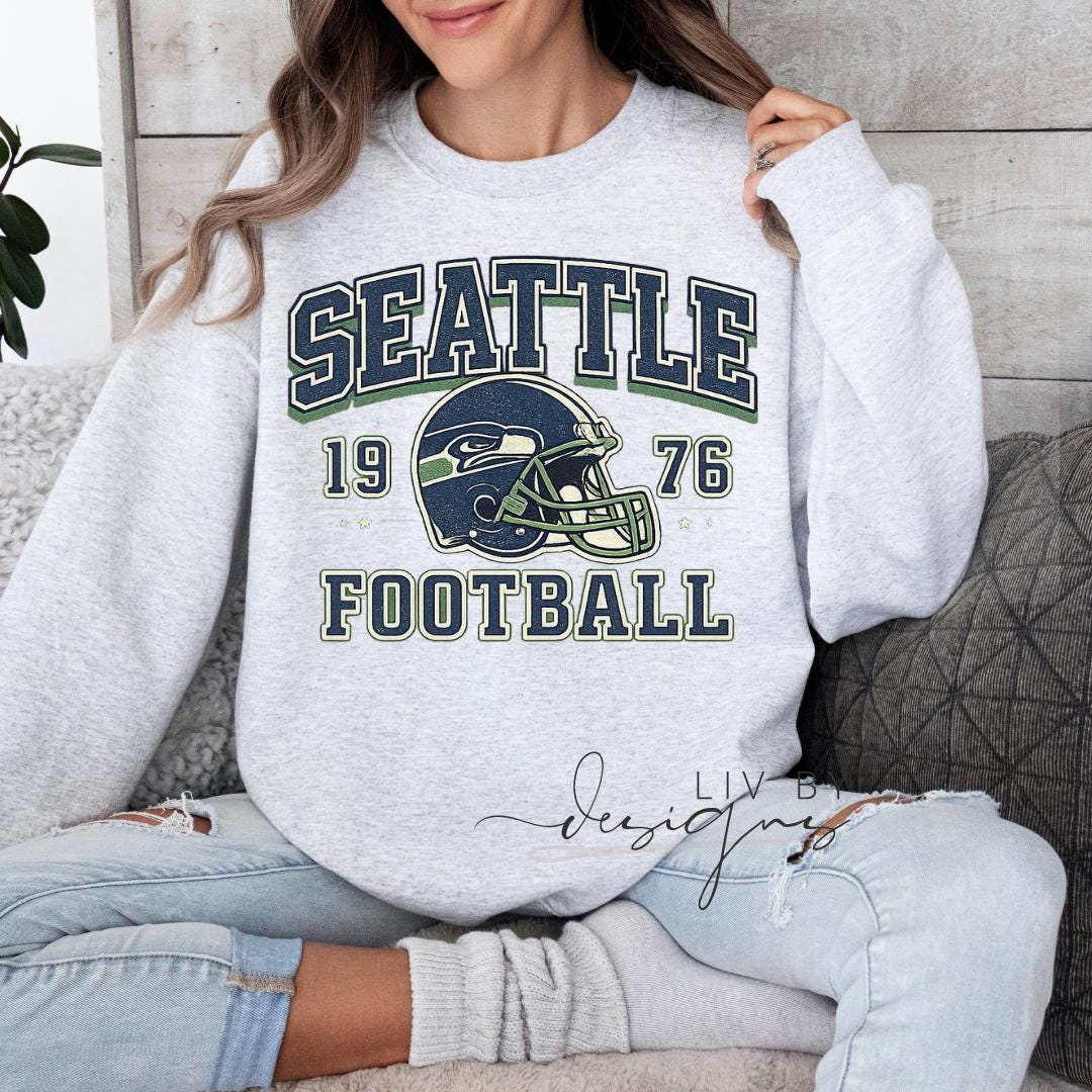 Seattle Football Crewneck Sweatshirt | Vintage Seattle Football | Dye Sublimated Sport Crew | Game Day Sweatshirt | Unisex Football Fan Gift (etsy image id: 7701063151)