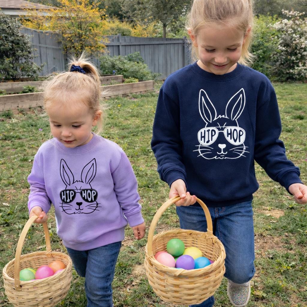 Hip Hop Bunny Toddler Shirt | Rabbit Skins Tee or Crewneck | Easter Toddler Outfit | Trendy Easter Bunny (etsy image id: 7713203724)