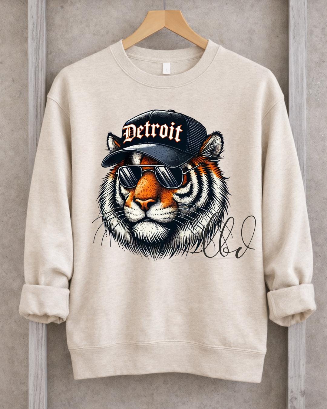 Detroit Baseball Mascot Sweatshirt | Matching Family Game Day Shirts | Tiger Crewneck Toddler Kids Adult | Detroit Baseball Fan Gift (etsy image id: 7783200201)