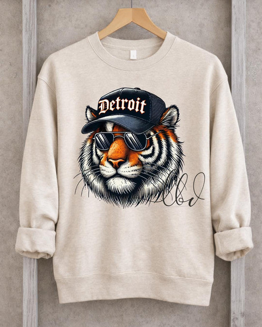 Detroit Baseball Mascot Sweatshirt | Matching Family Game Day Shirts | Tiger Crewneck Toddler Kids Adult | Detroit Baseball Fan Gift (etsy image id: 7783200201)