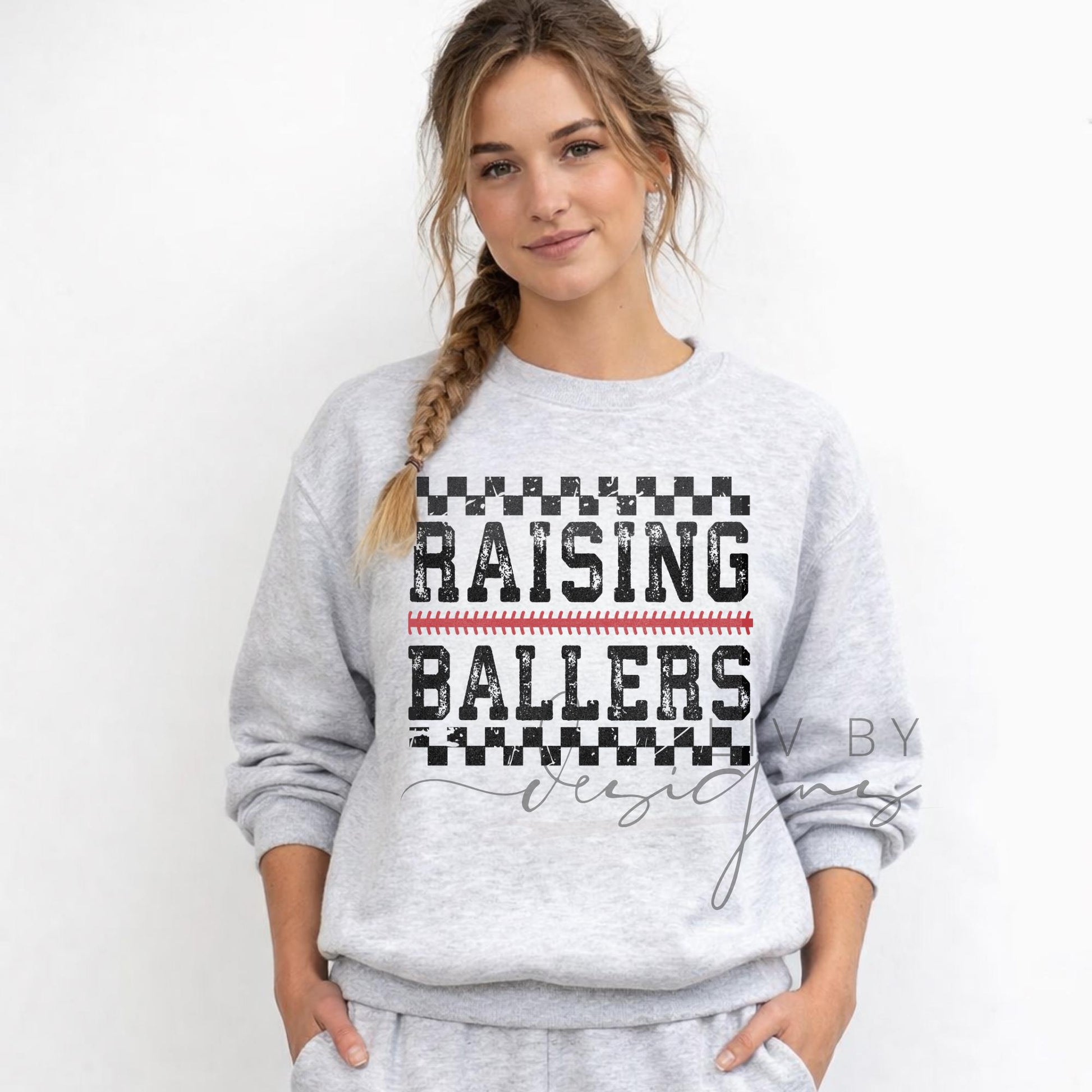 Raising Ballers Crewneck | Vintage Baseball Mom Sweatshirt | Gildan Heavy Blend Sideline Apparel (etsy image id: 7799059619)
