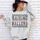 Raising Ballers Crewneck | Vintage Baseball Mom Sweatshirt | Gildan Heavy Blend Sideline Apparel (etsy image id: 7799059641)