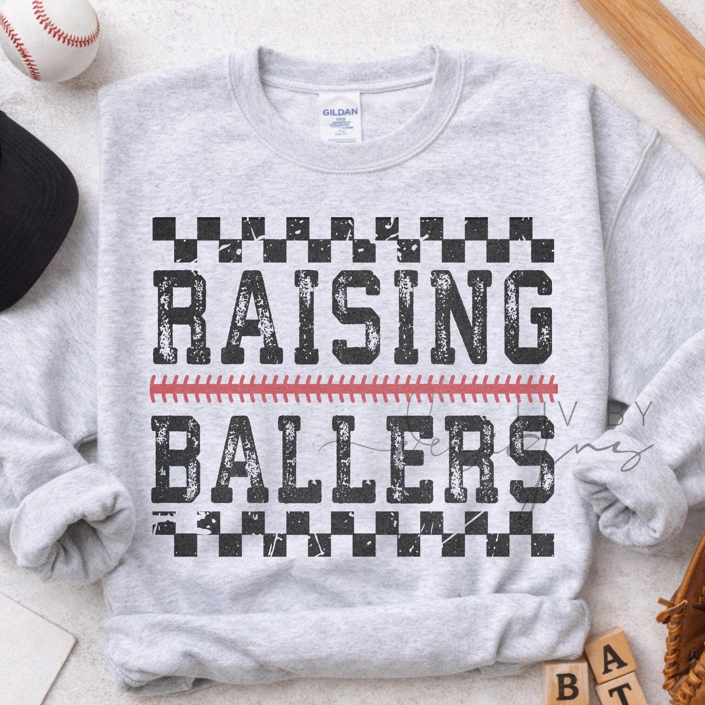 Raising Ballers Crewneck | Vintage Baseball Mom Sweatshirt | Gildan Heavy Blend Sideline Apparel (etsy image id: 7799062319)