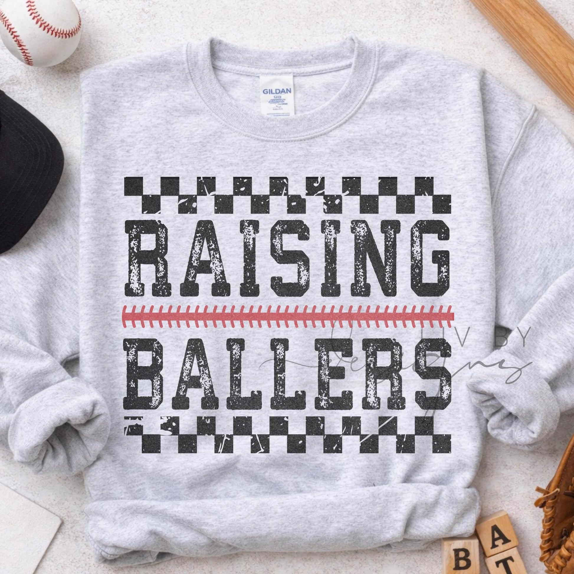 Raising Ballers Crewneck | Vintage Baseball Mom Sweatshirt | Gildan Heavy Blend Sideline Apparel (etsy image id: 7799062319)