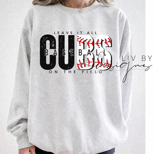 Chicago Cubs Baseball Crewneck Sweatshirt | Bella + Canvas Unisex Fleece Pullover (etsy image id: 7842478770)