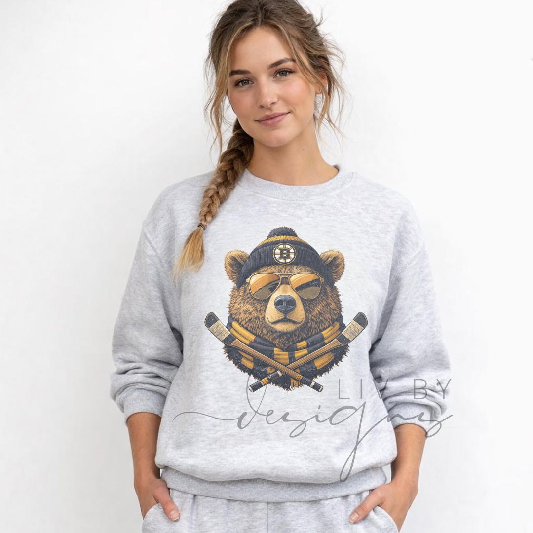 Boston Bruins Spirit Animal Crewneck Sweater, Hockey Fan Game Day Apparel (etsy image id: 7842664814)