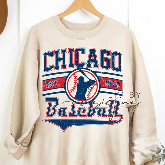 Chicago Baseball Crewneck Sweatshirt | Vintage Graphic Pullover | Bella Canvas Fleece (etsy image id: 7890424105)