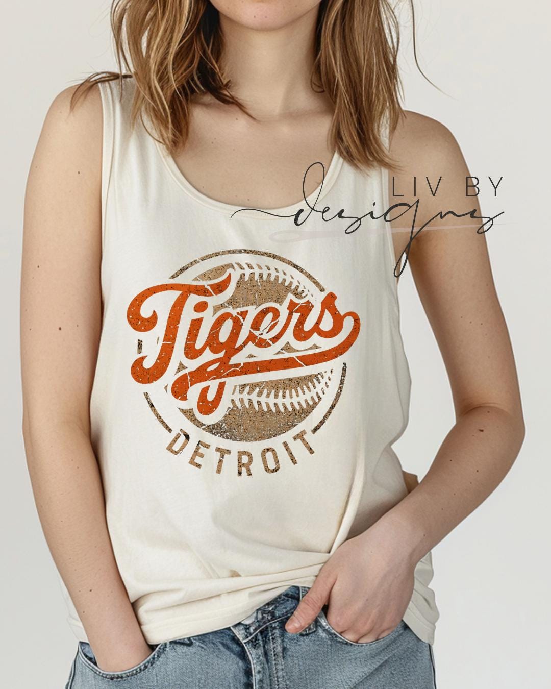 Detroit Tigers Baseball Tank Top | Vintage Tiger Graphic Summer Shirt (etsy image id: 7890971194)