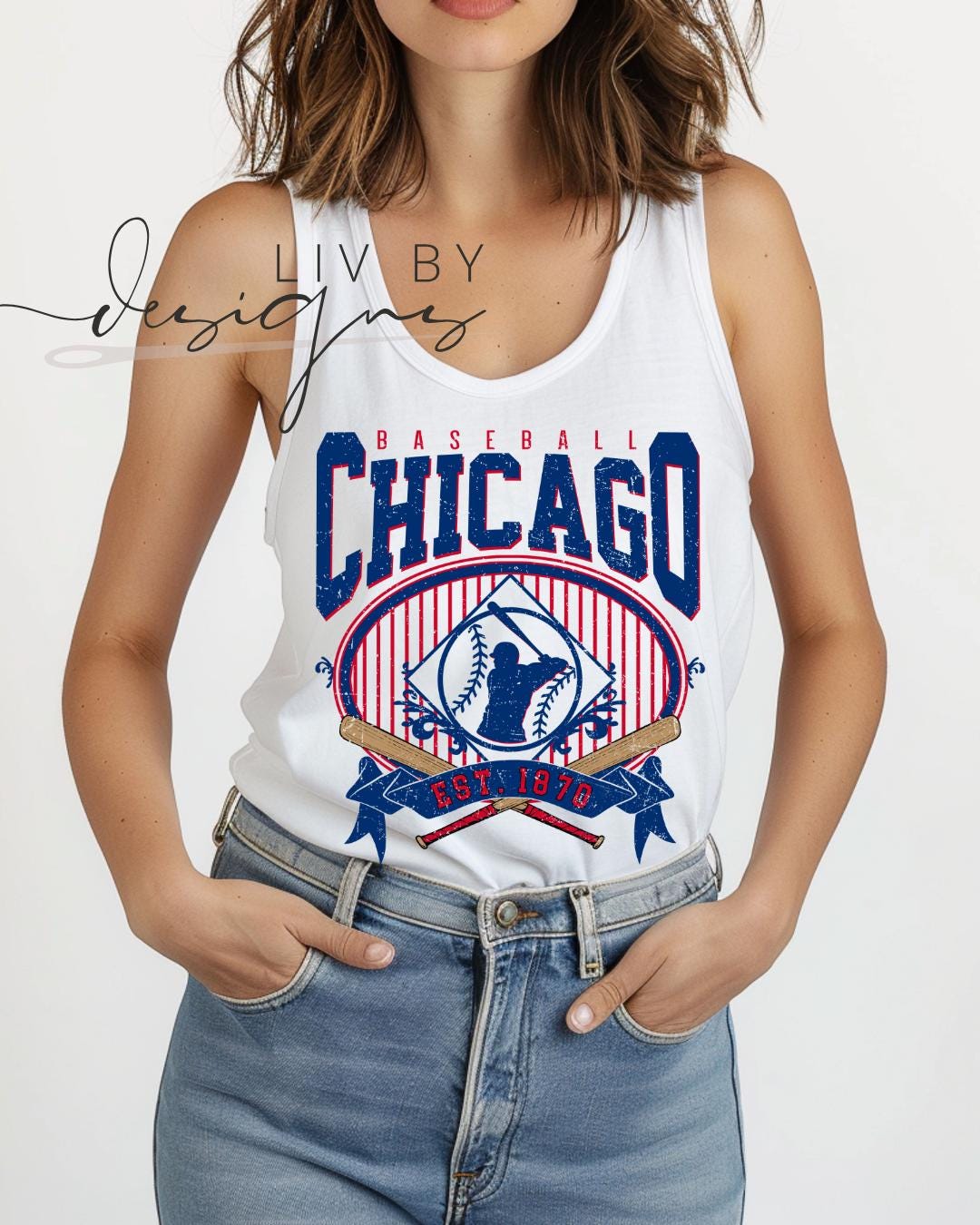 Chicago Baseball Tank Top | Vintage Cubs Graphic Summer Shirt (etsy image id: 7890988022)