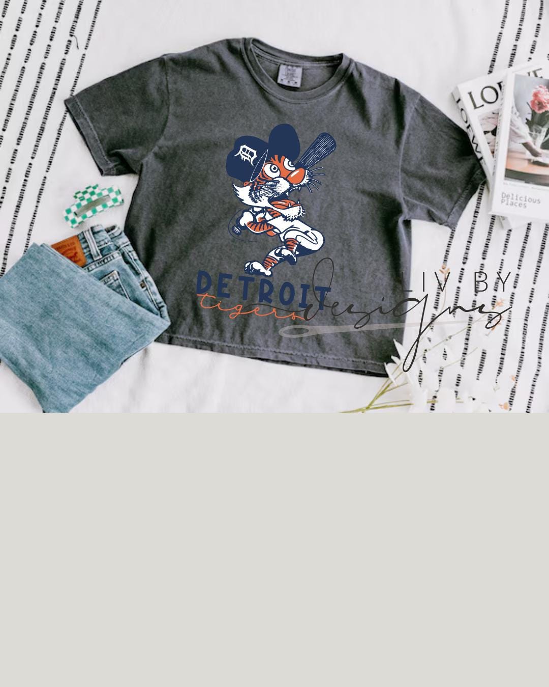 Detroit Baseball Crop Top | Cartoon Tiger Comfort Colors Cropped T-Shirt (etsy image id: 7892048864)
