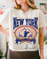 New York Baseball Crop Top, Distressed Graphic Tee, Game Day Cropped T-Shirt, Soft Cotton Blend (etsy image id: 7905706700)