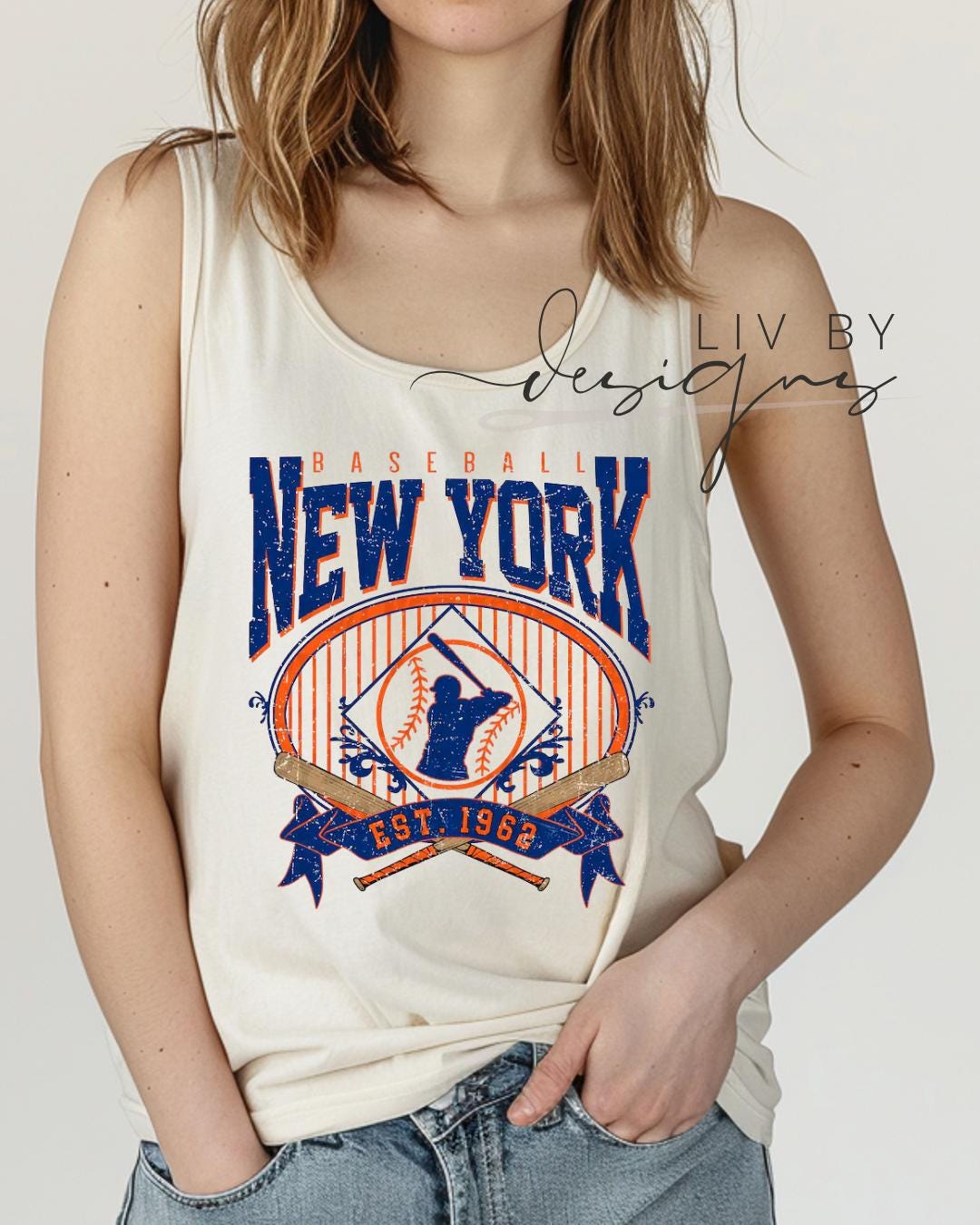 New York Baseball Tank Top, Vintage Distressed Graphic, Sleeveless Fan Shirt (etsy image id: 7905714246)