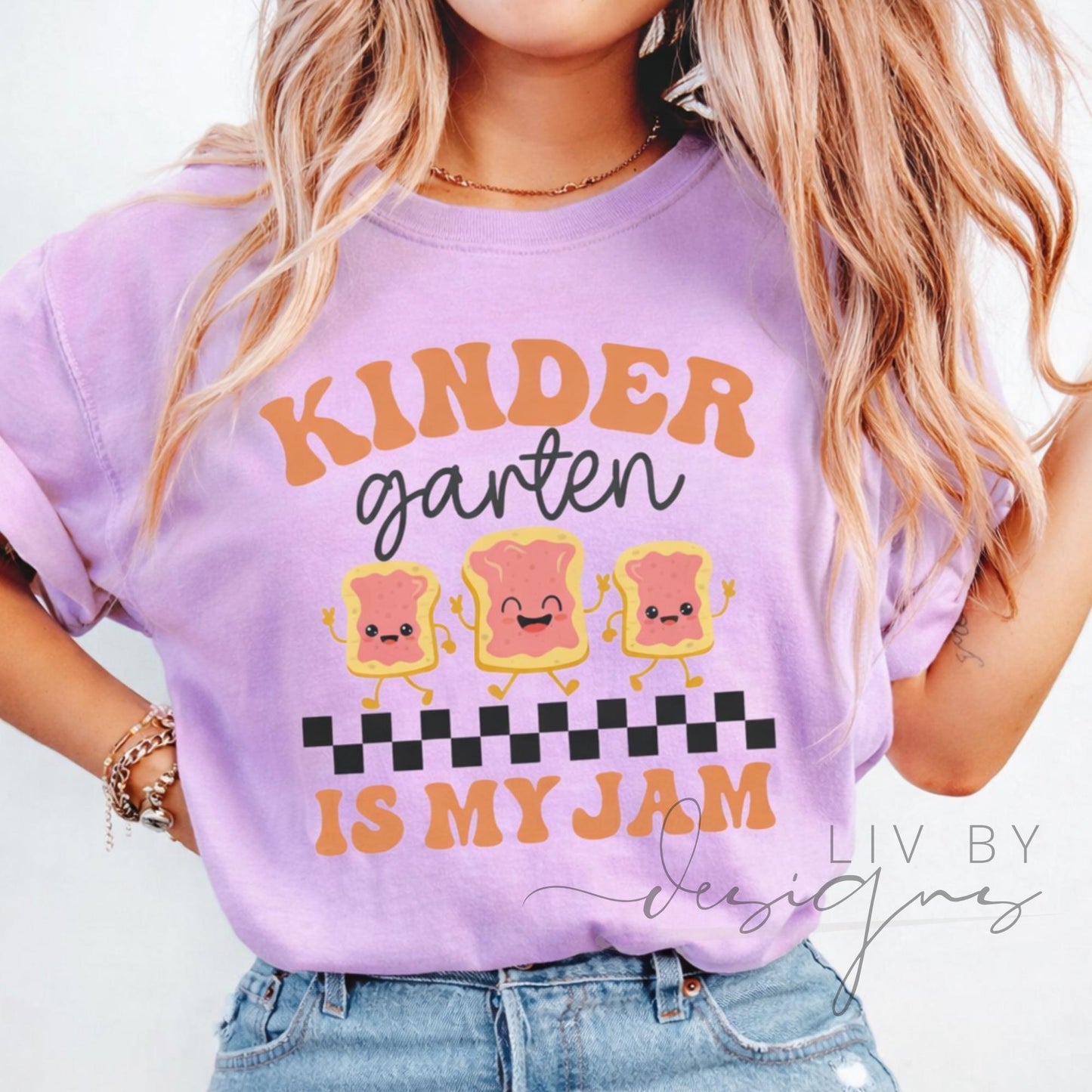 Kindergarten Tee Comfort Color Kindergarten is my Jam  | Matching Bestie Teacher Tees Peanut Butter and Jelly Partners Tee (etsy image id: 7928844166)