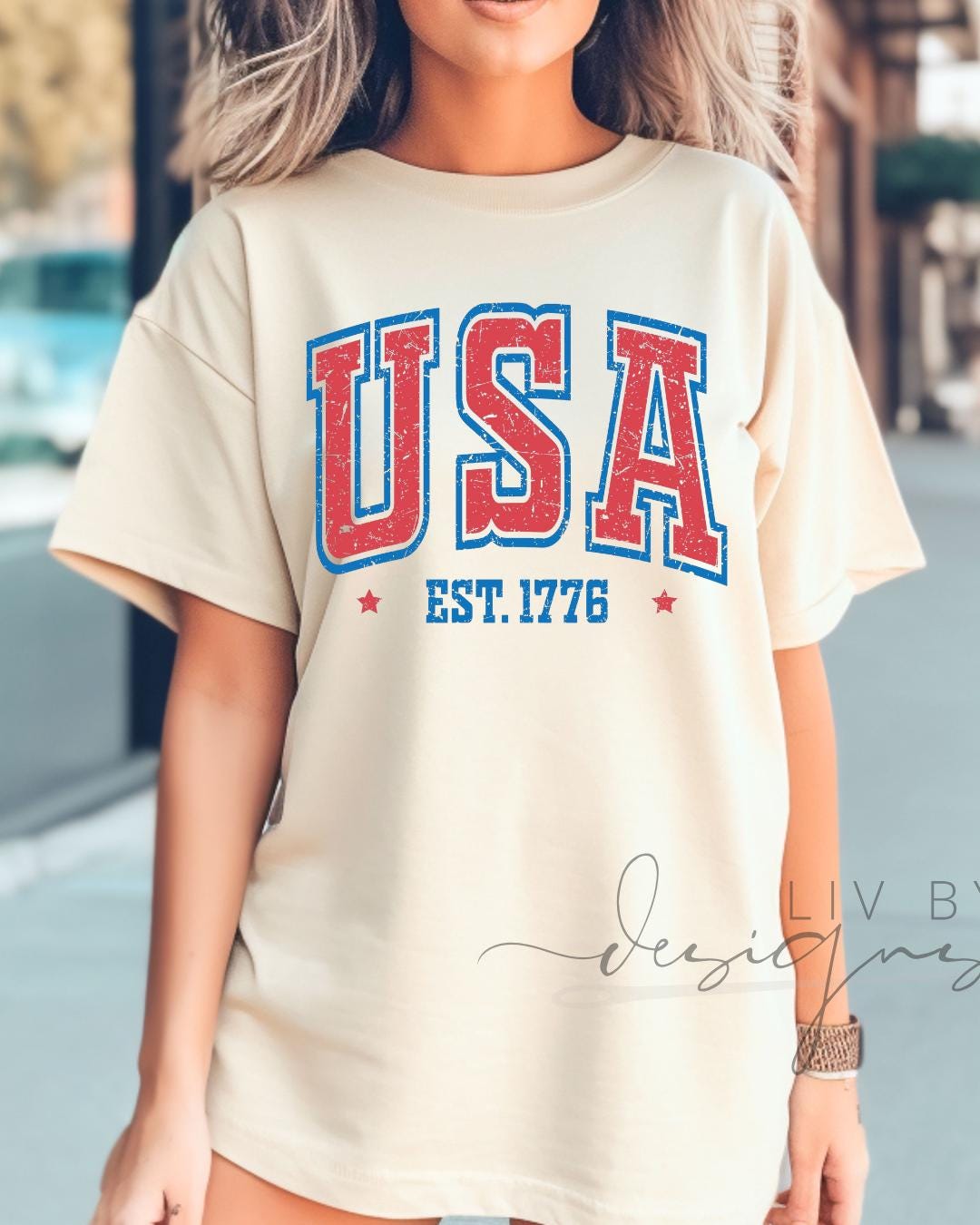 Fourth of July Tshirt, Patriotic Retro tee, Comfort Colors Tee | Patriotic large letter Graphic, USA Retro Shirt (etsy image id: 7932880668)