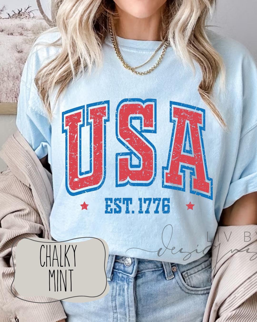 Fourth of July Tshirt, Patriotic Retro tee, Comfort Colors Tee | Patriotic large letter Graphic, USA Retro Shirt (etsy image id: 7932880758)
