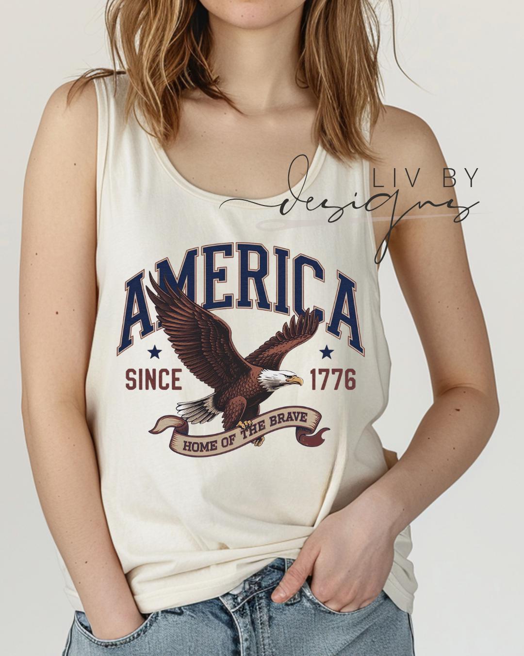 Fourth of July Tank top, Patriotic Retro tank, Comfort Colors Tank top | Patriotic land of the free Graphic, USA Retro Shirt (etsy image id: 7933766042)