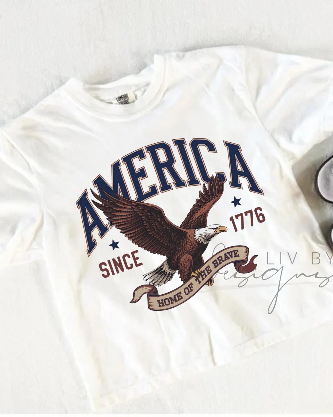 Fourth of July Cropped Tshirt, Patriotic Retro Cropped tee, Comfort Colors Boxy Tee | Patriotic land of the free, USA Retro Shirt (etsy image id: 7938384456)