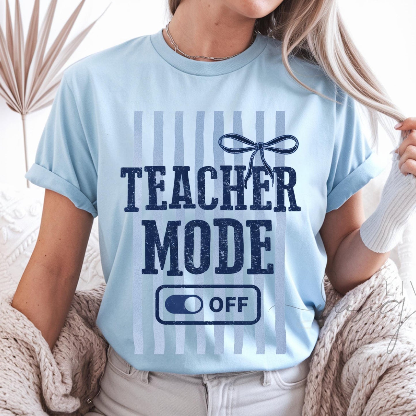 Teacher Tee Striped Comfort Color  | Matching Bestie Teacher Tees, Teacher Appreciation Gift for Elementary Teacher, Teacher Mode Off Tee (etsy image id: 7938548108)