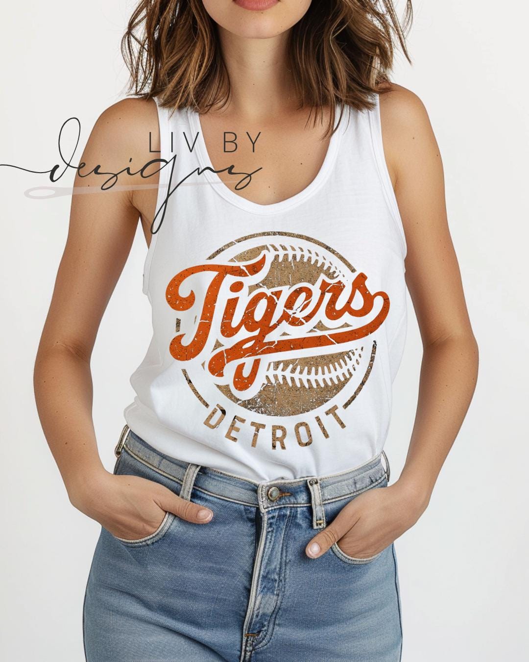 Detroit Tigers Baseball Tank Top | Vintage Tiger Graphic Summer Shirt (etsy image id: 7938929051)