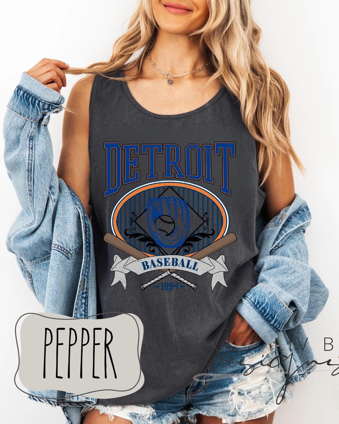 Detroit Tigers Baseball Tank Top | Vintage Tiger Graphic Summer Shirt (etsy image id: 7938936247)