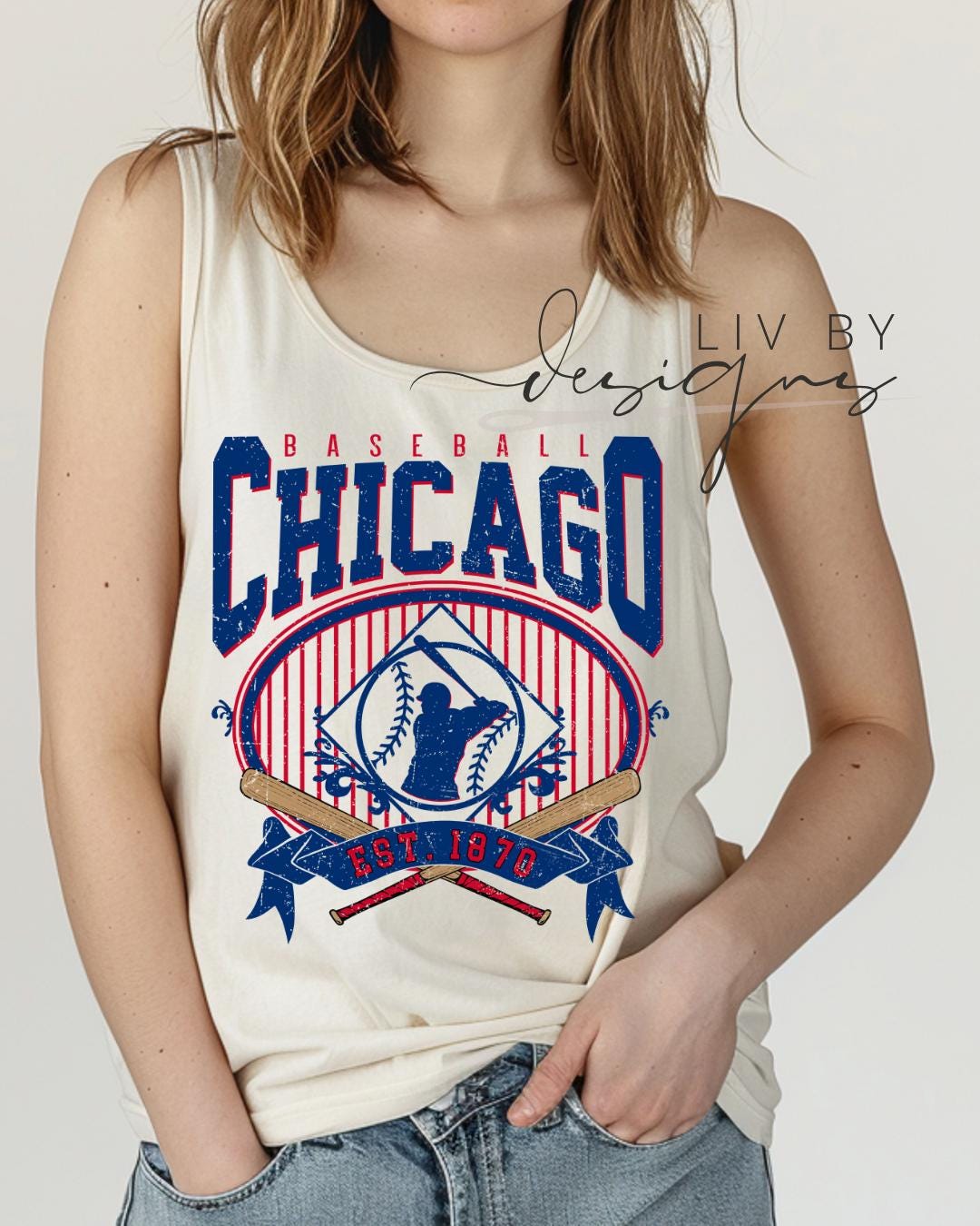 Chicago Baseball Tank Top | Vintage Cubs Graphic Summer Shirt (etsy image id: 7938945533)