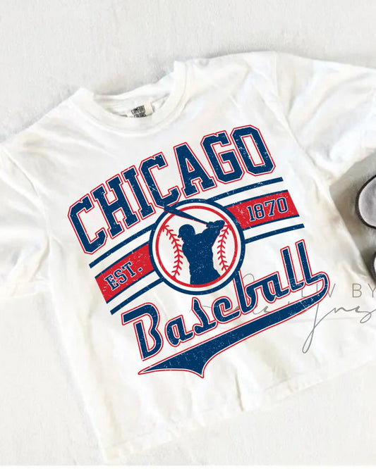 Chicago Baseball Comfort Colors Crop Top | Vintage Cubs Game Day Apparel Boxy Tee (etsy image id: 7940047989)