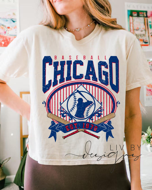 Chicago Baseball Comfort Colors Crop Top | Vintage Cubs Graphic Boxy Cropped Tee (etsy image id: 7940049751)