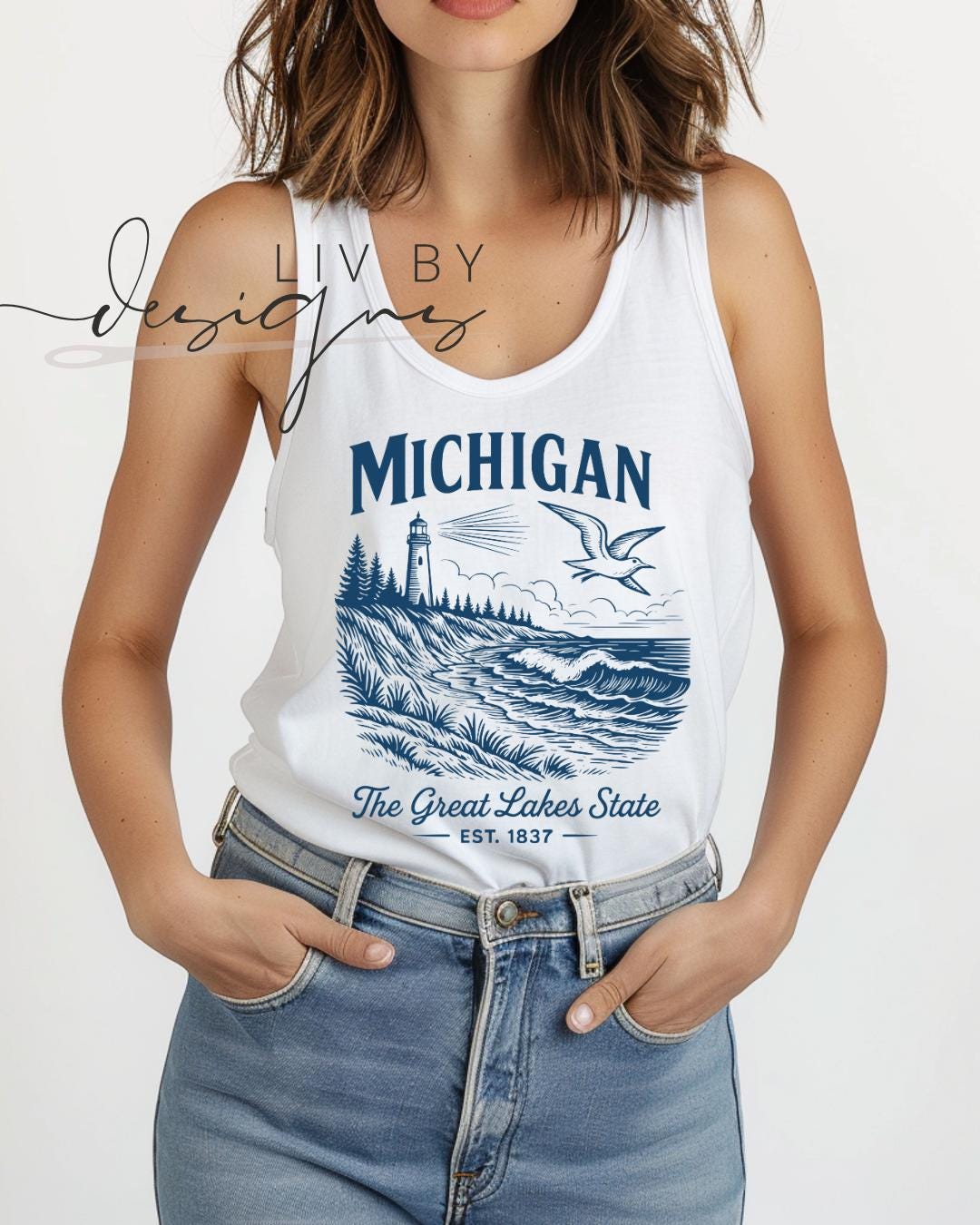 Michigan Nature Graphic Tank | Comfort Colors, Rustic Outdoors Shirt Michigan Summer Nights (etsy image id: 7940421580)