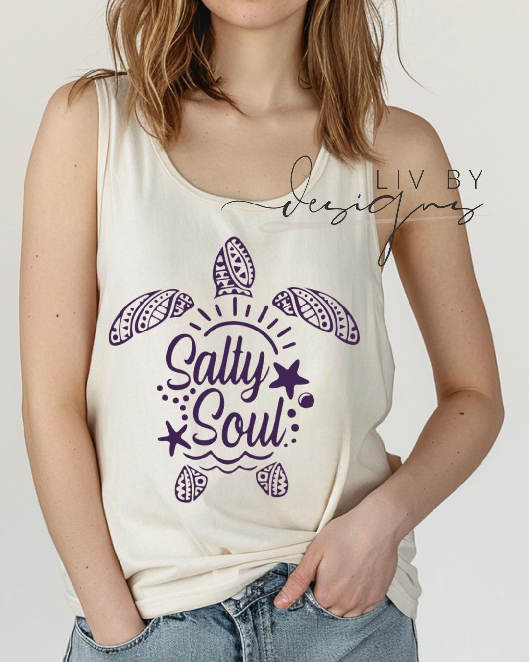 Salty Soul Summer Tank, Comfort Colors | Summer Boating Graphic, Salty Soul Turtle Loving Tank (etsy image id: 7940921960)