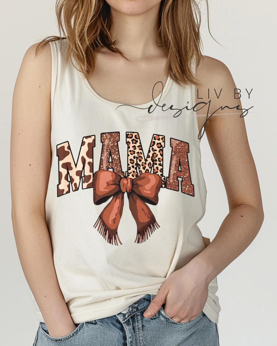 Animal print Mama Comfort Colors Tank | Mother’s Day Gift for New Mom | Bow Mama Shirt | Western Tank for Everyday (etsy image id: 7946162476)