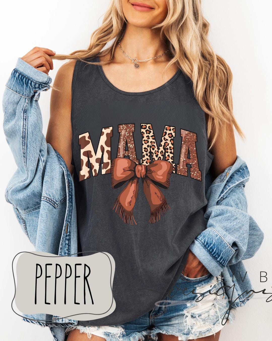 Animal print Mama Comfort Colors Tank | Mother’s Day Gift for New Mom | Bow Mama Shirt | Western Tank for Everyday (etsy image id: 7946162500)