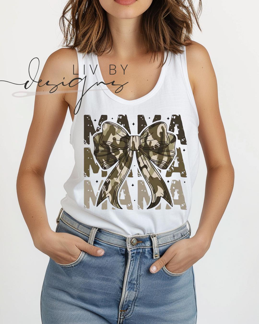 Hunting Camo Mama Comfort Colors Tank | Mother’s Day Gift | Camo and Bows Mama Shirt | Cute Mom Outfit (etsy image id: 7946190194)