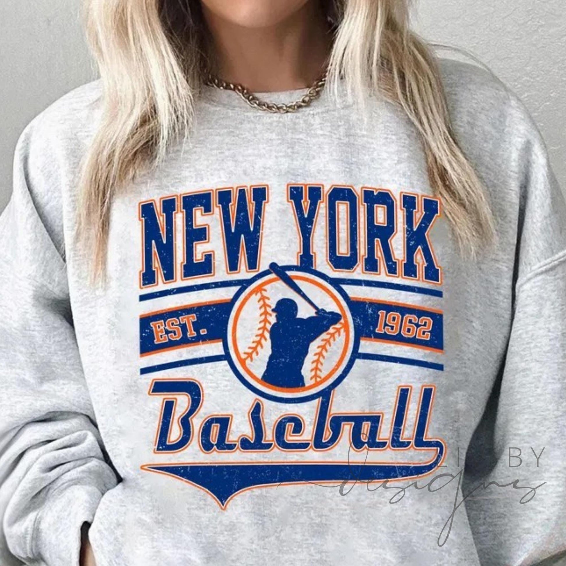 New York Baseball Distressed Graphic Crewneck Sweatshirt, Unisex Fleece Pullover (etsy image id: 7953329241)