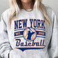 New York Baseball Distressed Graphic Crewneck Sweatshirt, Unisex Fleece Pullover (etsy image id: 7953329241)