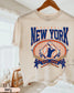 New York Baseball Crop Top, Distressed Graphic Tee, Game Day Cropped T-Shirt, Soft Cotton Blend (etsy image id: 7953659997)