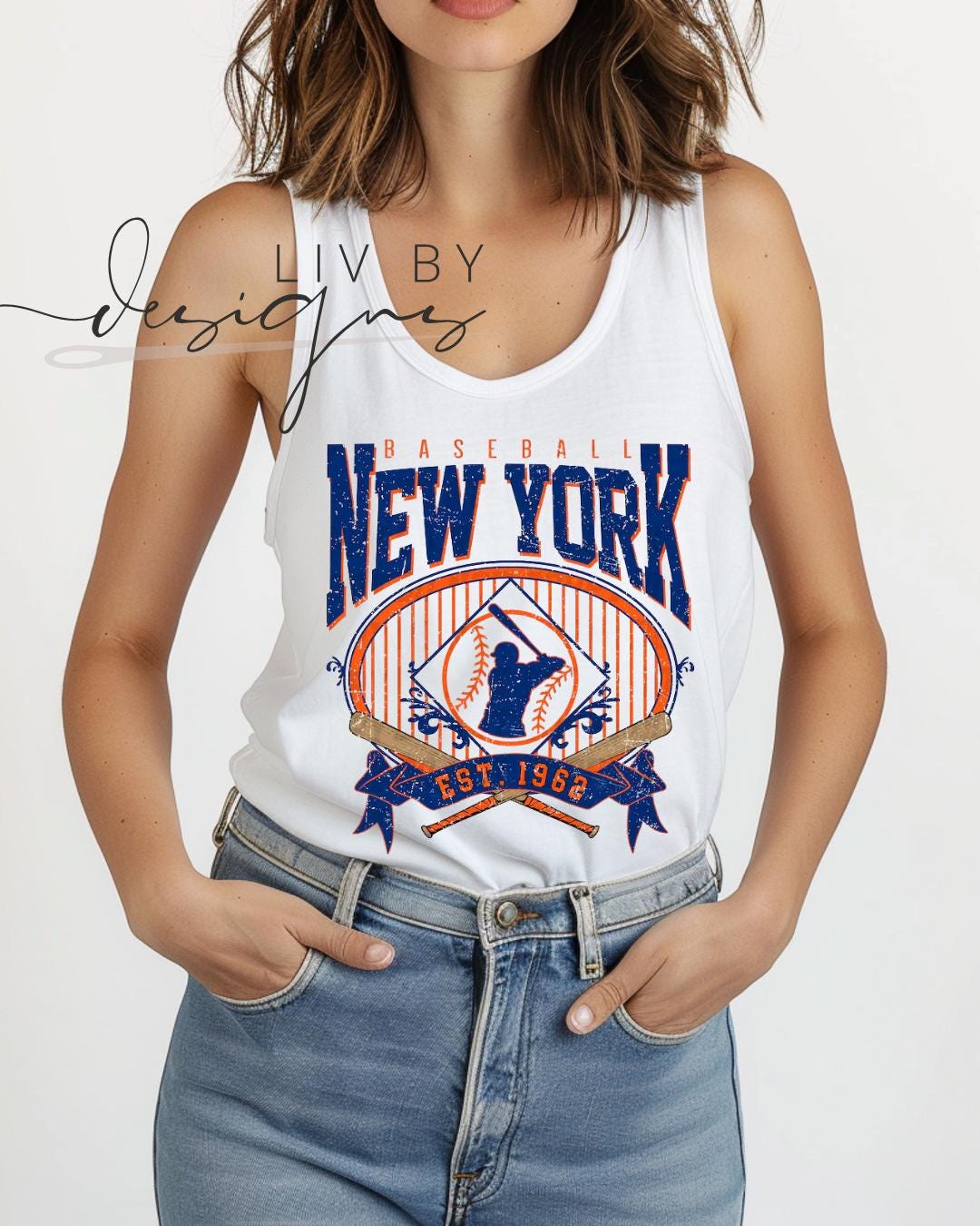 New York Baseball Tank Top, Vintage Distressed Graphic, Sleeveless Fan Shirt (etsy image id: 7953667735)