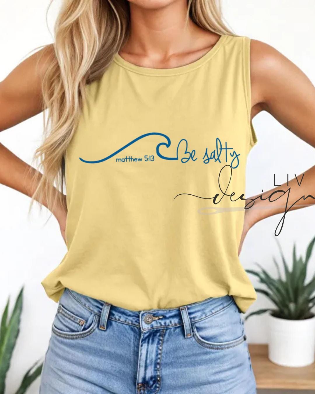 Salty Summer Comfort Colors Tank | Summer Boating Graphic Tank, Bright Salty Tank, Relaxing Beach Fit, Faith Salty beach tank, Matthew 5.13 (etsy image id: 7954289484)