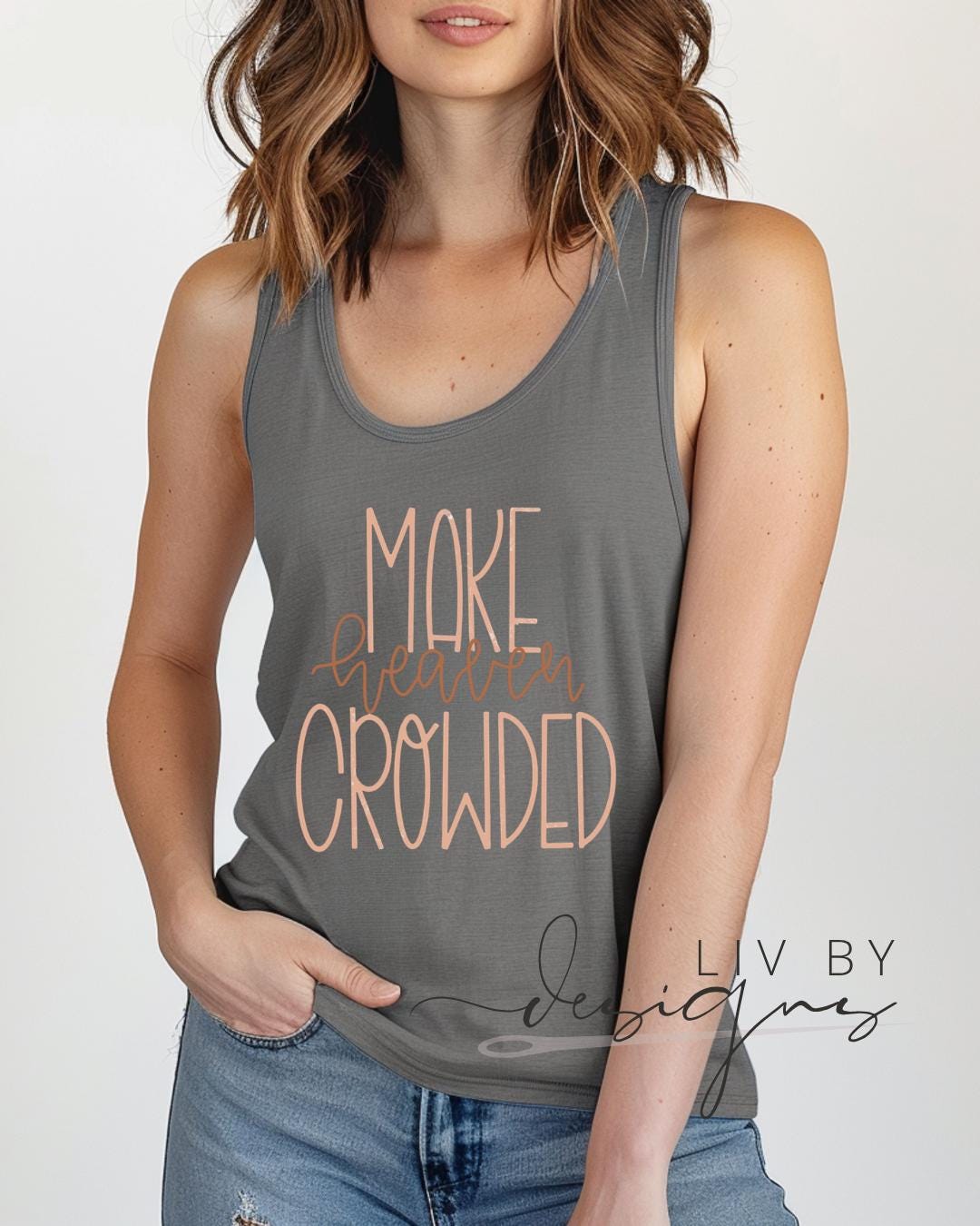Make Heaven Crowded Christian Tank for Summer | Faith Based Comfort Colors Tank Top | Gift for Her, Faith Apparel (etsy image id: 7954309030)